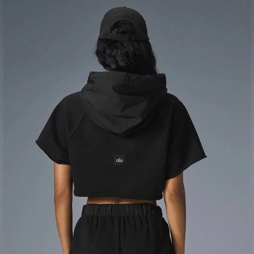(SOLD) ALO Cropped Short Sleeve Hoodie - Picture 2 of 10